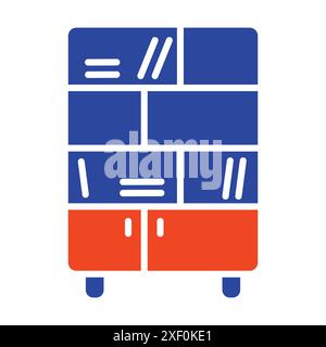 Office cabinet with folders and shelves for document storage organizing vector icon. Graph symbol for furniture, web site and apps design, logo, app, Stock Vector