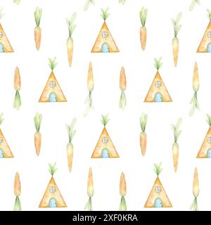Seamless pattern with watercolor carrots Stock Photo