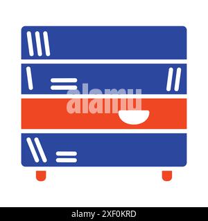 Office cabinet with folders and shelves for document storage organizing vector icon. Graph symbol for furniture, web site and apps design, logo, app, Stock Vector