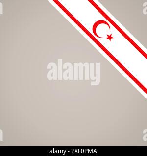 Corner slanted ribbon flag of Northern Cyprus for a top right aera of a page. Stock Vector