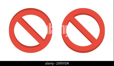 Set or red ban icon. Editable vectors stop prohibitions red icon. No sign, empty no symbol. Red ban symbol 3d style. Red prohibited sign no icon. Stock Vector