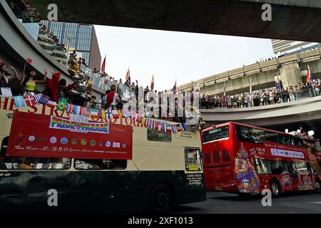 Bangkok, Thailand. 30th June, 2024. People take part in the Love Pride Parade 2024 event marking the beginning of marriage equality in Bangkok. The Thai government and private sectors hold the LOVE PRIDE PARADE 2024 event in Bangkok on Sunday to help make Thailand become a global pride destination. Credit: SOPA Images Limited/Alamy Live News Stock Photo