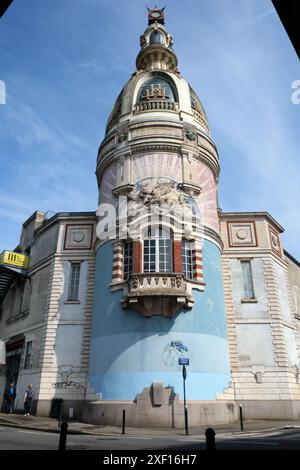 The LU Tower in Nantes, remnants of former biscuit factory, Nantes France Stock Photo