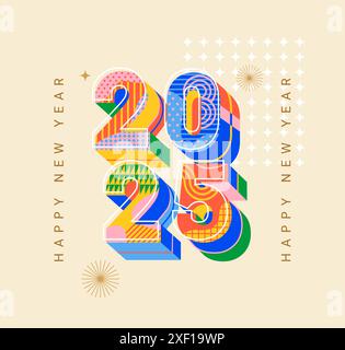 3d numbers 2025 for New Year banner, poster. Stock Vector