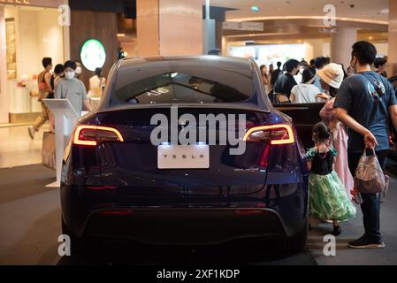 Bangkok, Thailand. 30th June, 2024. Tesla organizes a campaign to launch an electric vehicle product, Let people experience it up close At Central World Shopping Center on June 30, 2024 in Bangkok, Thailand. (Photo by Teera Noisakran/Pacific Press) Credit: Pacific Press Media Production Corp./Alamy Live News Stock Photo