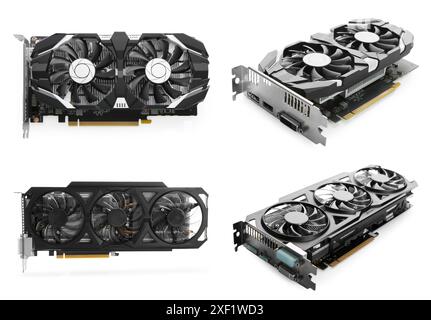 Modern graphics cards isolated on white, set Stock Photo - Alamy