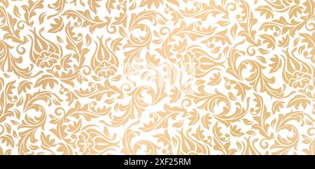 Vector golden damask seamless pattern element. Elegant luxury texture isolated colors for wallpapers, backgrounds, patterned fills, webs pages Stock Vector