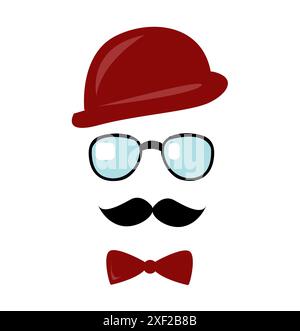 mustache hat glasses vector Stock Vector