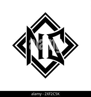 NZ Letter logo with abstract shield shape with square white outline on ...