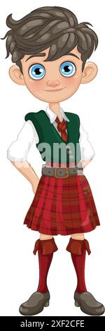 Illustration of a boy in traditional Scottish clothing Stock Vector