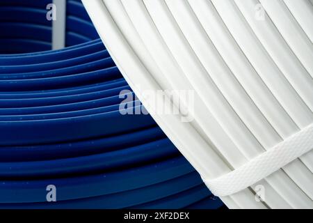 Spools of Electrical Wire on White Background Stock Photo