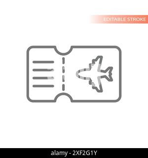 Airplane ticket line vector icon. Boarding pass outline symbol. Stock Vector