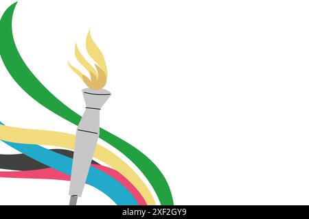 Sport torch with colorful wavy stripes banner. For invitation, flyers. Stock Vector