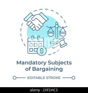Mandatory subjects of bargaining soft blue concept icon Stock Vector