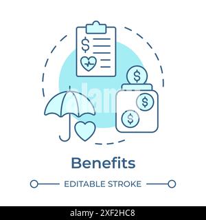 Benefits soft blue concept icon Stock Vector
