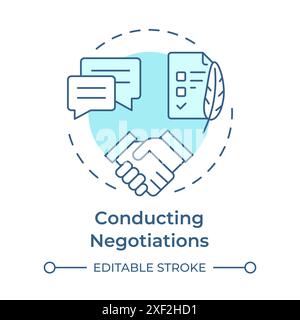 Conducting negotiations soft blue concept icon Stock Vector