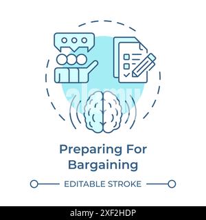 Preparing for bargaining soft blue concept icon Stock Vector