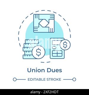 Union dues soft blue concept icon Stock Vector