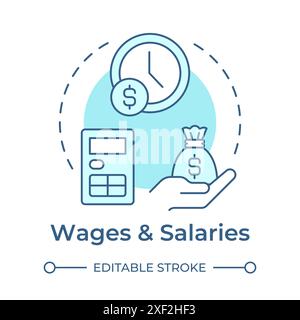 Wages and salaries soft blue concept icon Stock Vector