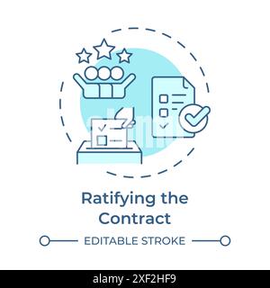 Ratifying the contract soft blue concept icon Stock Vector