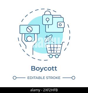 Boycott soft blue concept icon Stock Vector