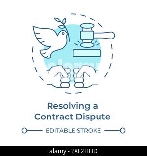 Resolving contract dispute soft blue concept icon Stock Vector