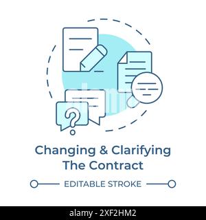 Changing and clarifying the contract soft blue concept icon Stock Vector