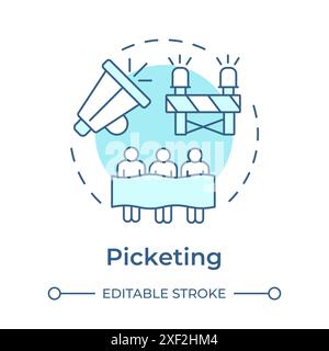 Picketing soft blue concept icon Stock Vector