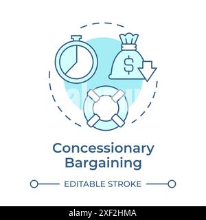 Concessionary bargaining soft blue concept icon Stock Vector