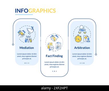 Impasses resolving methods rectangle infographic template Stock Vector