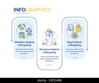 Bargaining subjects types rectangle infographic template Stock Vector