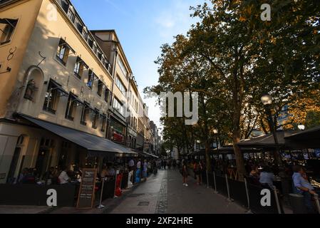 Bustling Outdoor Cafés at Place d'Armes - Luxembourg City Stock Photo