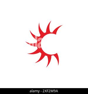 letter c sun rays simple swirl logo vector Stock Vector
