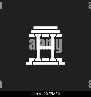 letter h buildings pillars simple logo vector Stock Vector