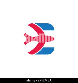 bird air plane fast fly letter e colorful logo vector Stock Vector