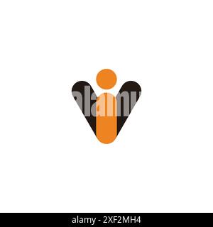 letter iv people shadow symbol logo vector Stock Vector