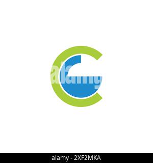 letter cg blue green simple geometric logo vector Stock Vector