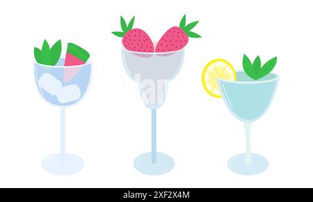 classical drinks in different types of glasses Stock Vector