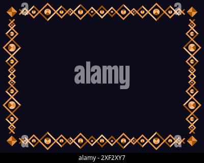 Frame in art deco style in gold color. Vintage linear border. Elegant vintage frame in line art style of minimalism on a black background. The style o Stock Vector