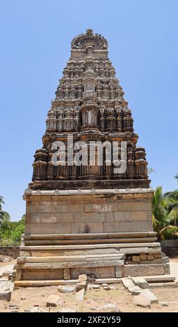 Ancient gopuram near a Krishnadevaraya era water tank, Penukonda, Andhra Pradesh, India. Stock Photo