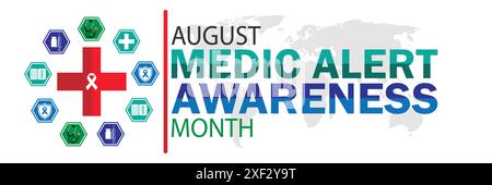 August Medic Alert Awareness Month. Suitable for greeting card, poster and banner. Vector illustration. Stock Vector