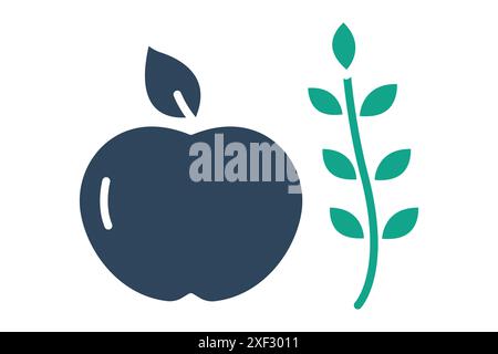 Nutrition icon. apple with wheat. icon related to track. solid icon style. nutrition elements vector illustration Stock Vector