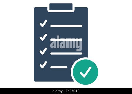 Meal plan icon. menu list with check marks. icon related to monitor nutrition. solid icon style. health elements vector illustration Stock Vector