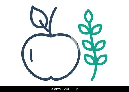 Nutrition icon. apple with wheat. icon related to track. line icon style. nutrition elements vector illustration Stock Vector