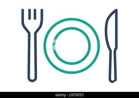 Plate icon. plate with cutlery and dinner knife. icon related to food. line icon style. food elements vector illustration Stock Vector