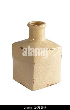 vintage ceramic vase isolated over white background, object ready for your design Stock Photo