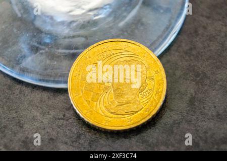 New 50 euro cent coin minted in Croatia in the year of its accession to European Union, 2023, Croatia, with portrait of Nikola Tesla on obverse Stock Photo