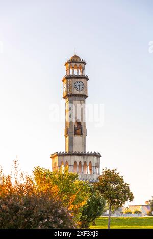 Chacha Tower is a clock tower located in Batumi, Georgia. Built in 2012, the tower is 25 m high and has four fountains. It is a replica of the Clock T Stock Photo