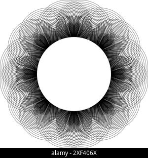 Guilloche pattern element, round circle, vector of decorative element, concentric and spiral, delicate shape, classic detailed, intricate line art sym Stock Vector