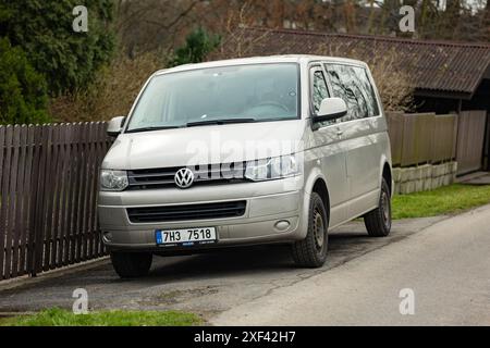 SENOV, CZECH REPUBLIC - MARCH 1, 2024: Volkswagen Transporter T5 TDI minivan car parked on street Stock Photo